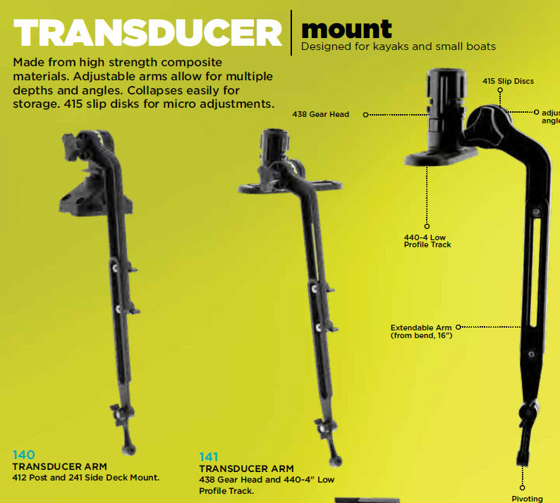 Scotty 141 Transducer Arm complete with track adapter and 438 Gear Head